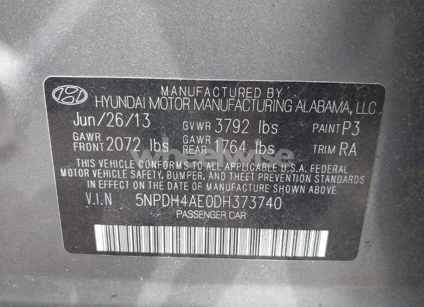 Photo 9 of 2013 Hyundai Elantra GLS (VIN 5NPDH4AE0DH373740)