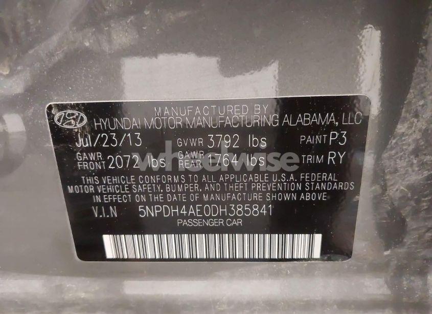 Photo 9 of 2013 Hyundai Elantra LIMITED (VIN 5NPDH4AE0DH385841)