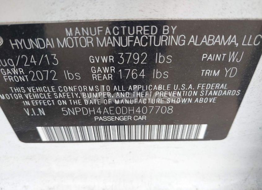 Photo 9 of 2013 Hyundai Elantra GLS (VIN 5NPDH4AE0DH407708)