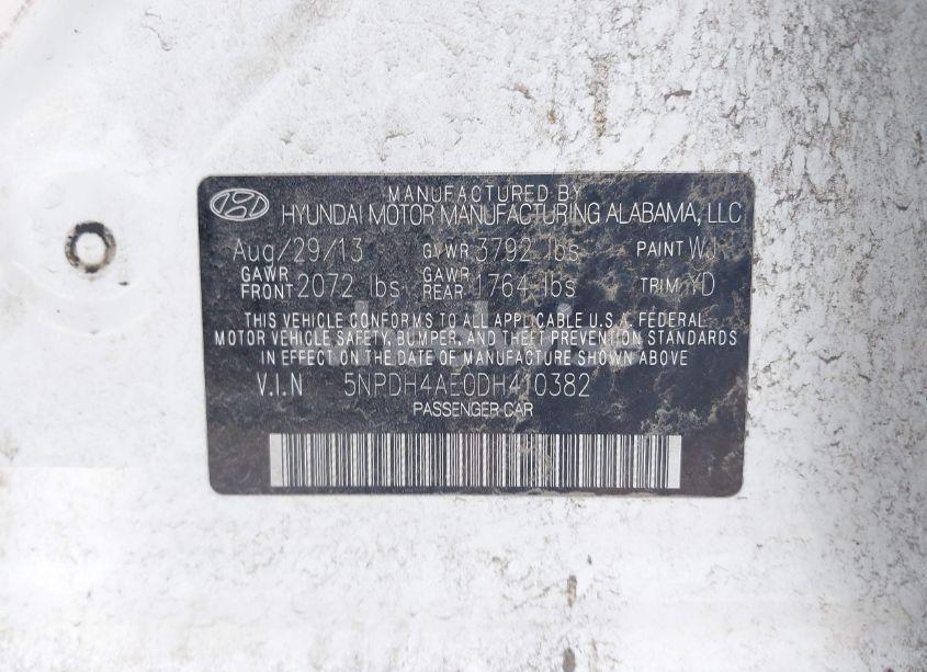 Photo 9 of 2013 Hyundai Elantra GLS (VIN 5NPDH4AE0DH410382)