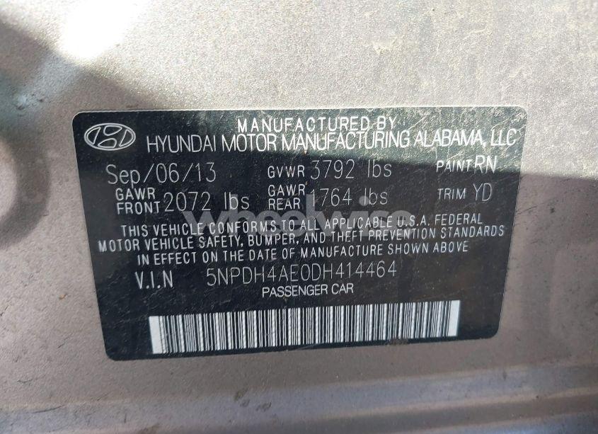Photo 9 of 2013 Hyundai Elantra GLS (VIN 5NPDH4AE0DH414464)