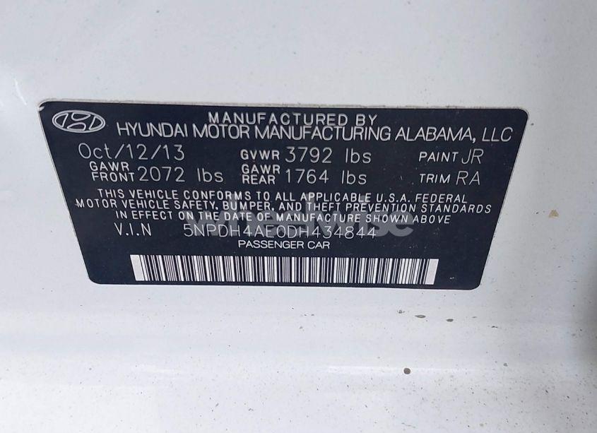 Photo 9 of 2013 Hyundai Elantra GLS (VIN 5NPDH4AE0DH434844)