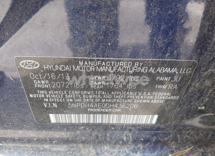 Photo 9 of 2013 Hyundai Elantra GLS (VIN 5NPDH4AE0DH436206)