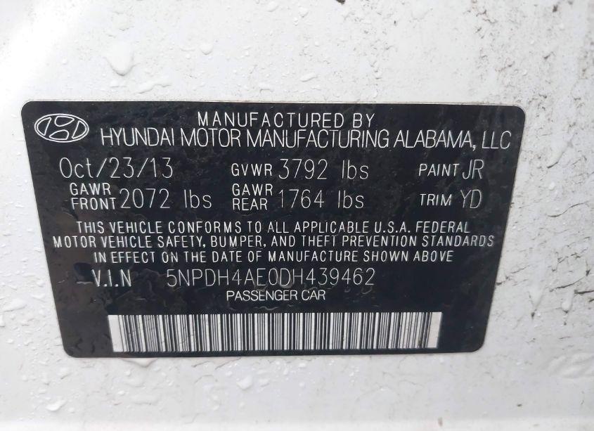 Photo 9 of 2013 Hyundai Elantra GLS (VIN 5NPDH4AE0DH439462)