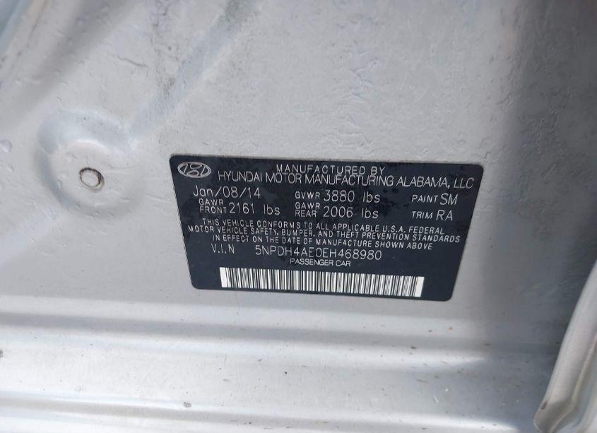 Photo 9 of 2014 Hyundai Elantra SE (VIN 5NPDH4AE0EH468980)