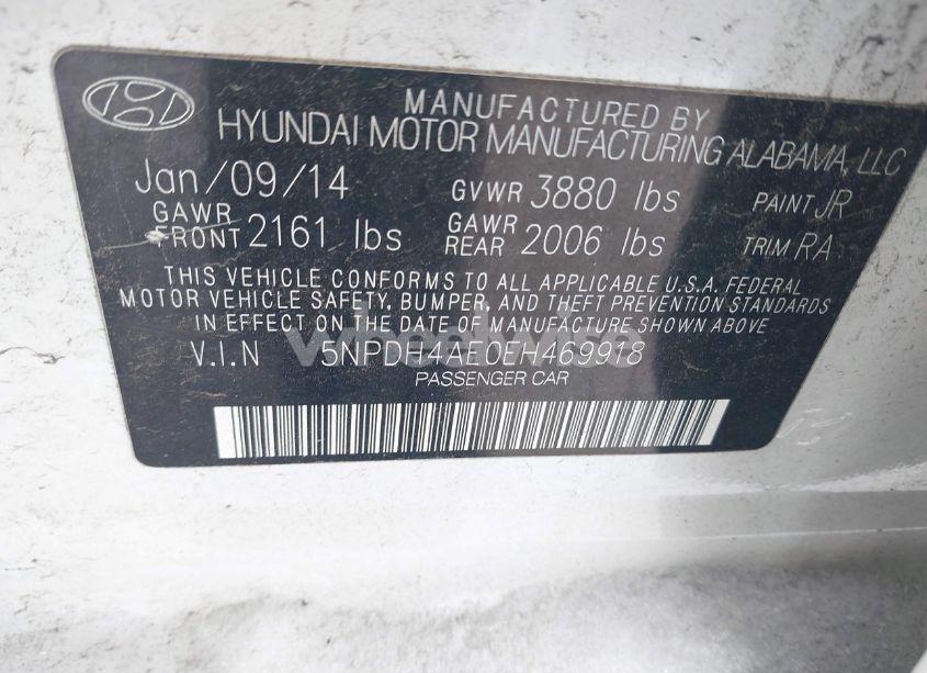 Photo 9 of 2014 Hyundai Elantra SE (VIN 5NPDH4AE0EH469918)
