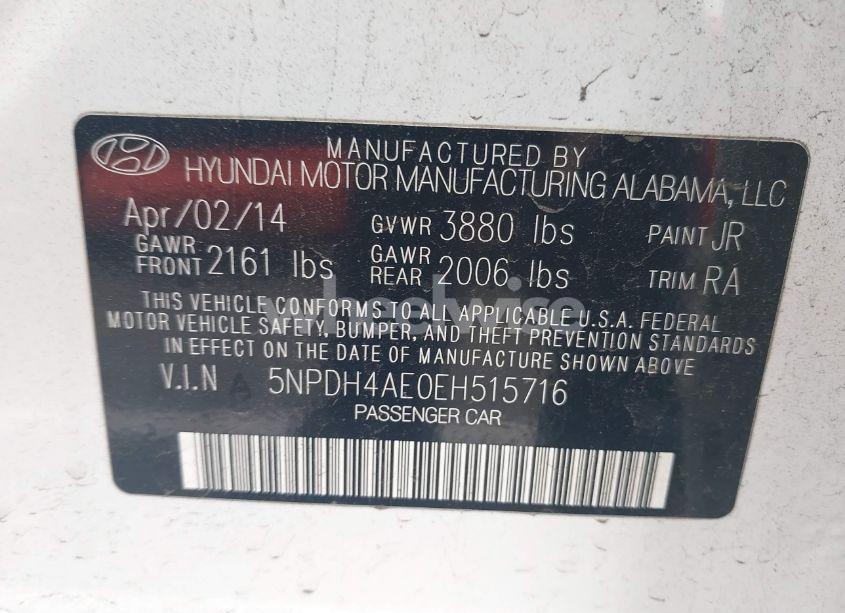 Photo 9 of 2014 Hyundai Elantra SE (VIN 5NPDH4AE0EH515716)