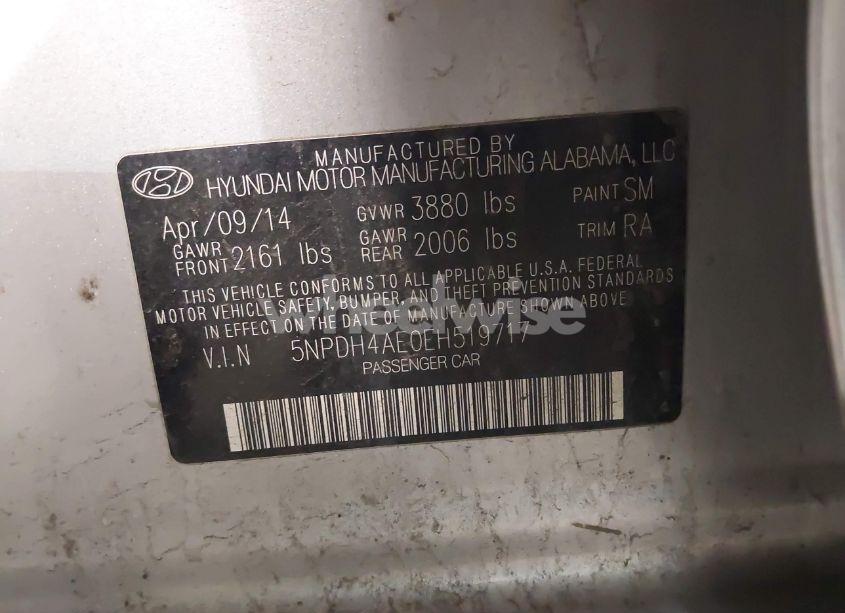 Photo 9 of 2014 Hyundai Elantra SE (VIN 5NPDH4AE0EH519717)