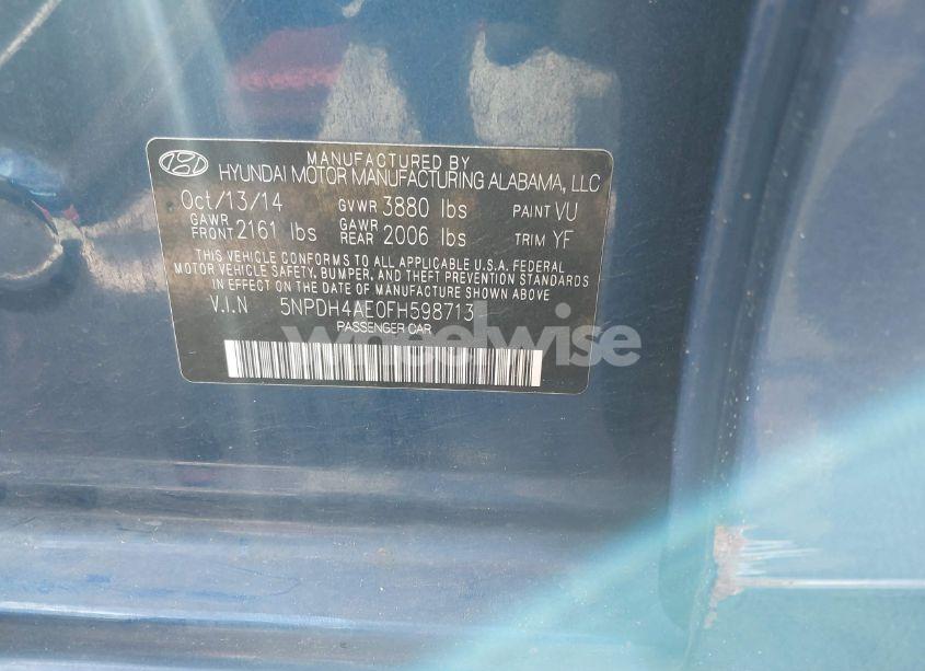 Photo 9 of 2015 Hyundai Elantra SE (VIN 5NPDH4AE0FH598713)