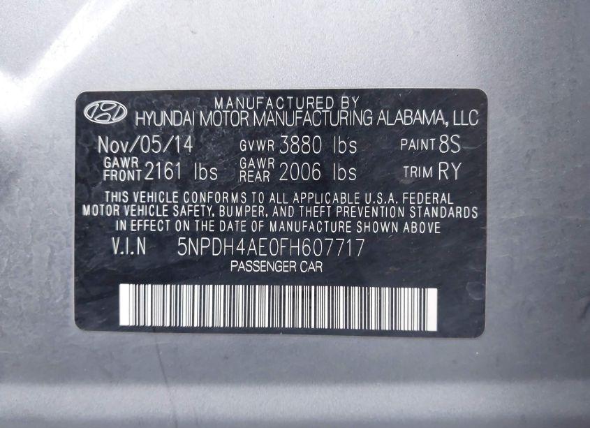 Photo 9 of 2015 Hyundai Elantra SE (VIN 5NPDH4AE0FH607717)