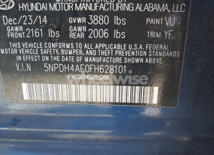 Photo 9 of 2015 Hyundai Elantra SE (VIN 5NPDH4AE0FH628101)