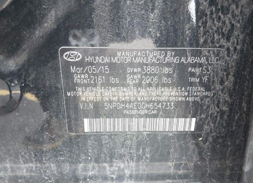 Photo 9 of 2016 Hyundai Elantra SE (VIN 5NPDH4AE0GH654733)