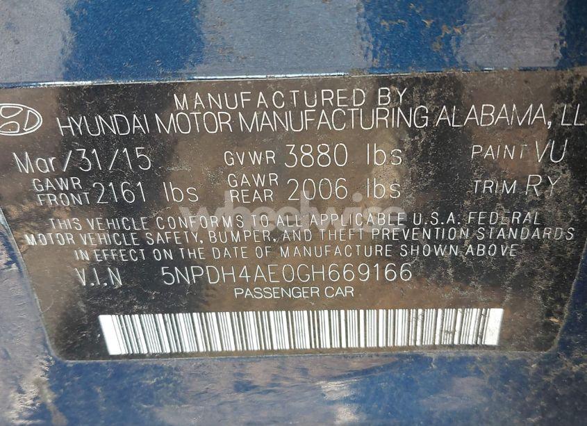 Photo 9 of 2016 Hyundai Elantra VALUE EDITION (VIN 5NPDH4AE0GH669166)