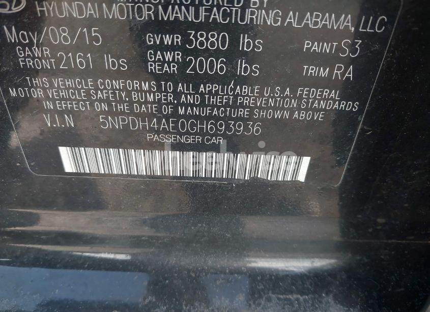 Photo 9 of 2016 Hyundai Elantra SE (VIN 5NPDH4AE0GH693936)