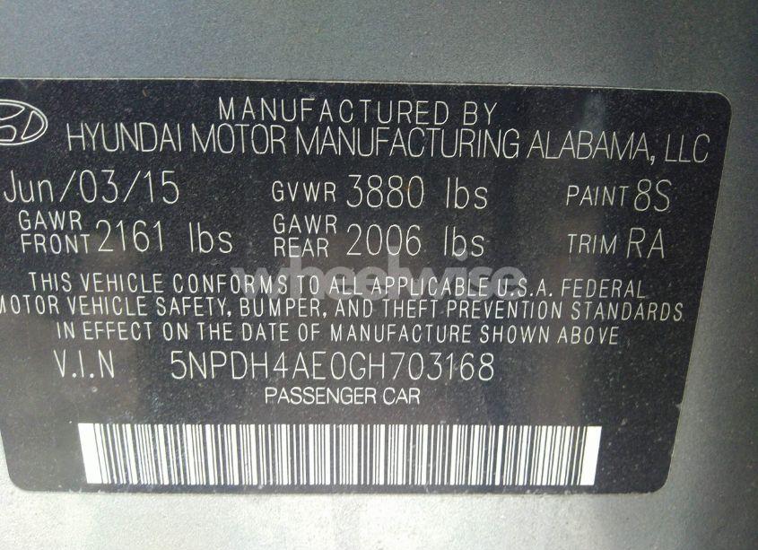 Photo 9 of 2016 Hyundai Elantra SE (VIN 5NPDH4AE0GH703168)