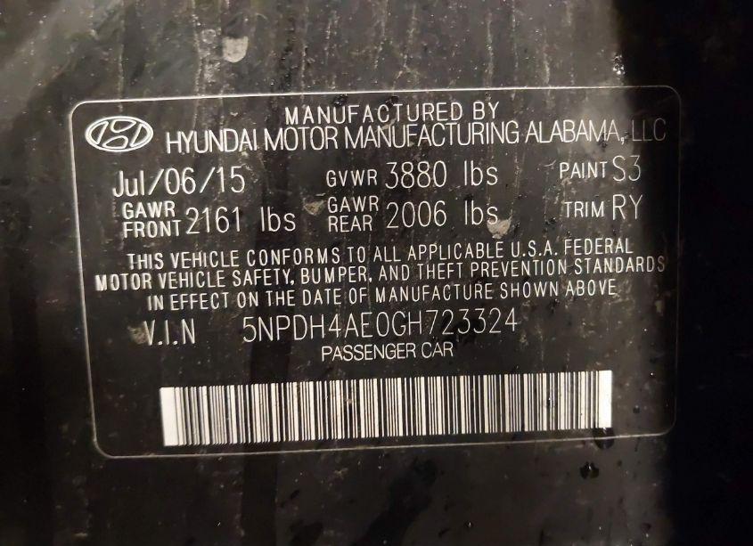 Photo 9 of 2016 Hyundai Elantra VALUE EDITION (VIN 5NPDH4AE0GH723324)