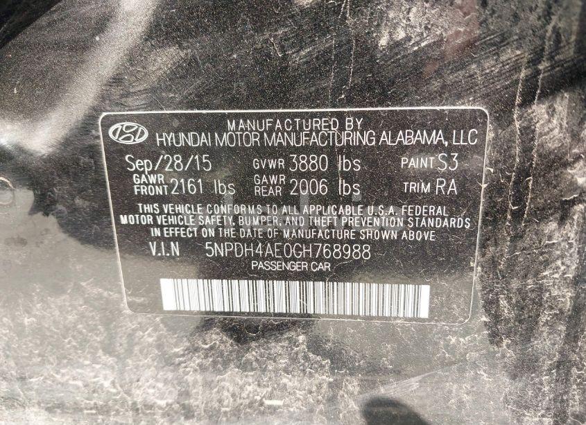 Photo 9 of 2016 Hyundai Elantra SE (VIN 5NPDH4AE0GH768988)