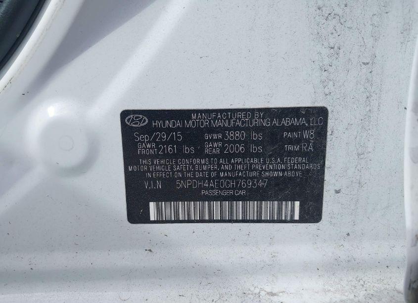 Photo 9 of 2016 Hyundai Elantra SE (VIN 5NPDH4AE0GH769347)