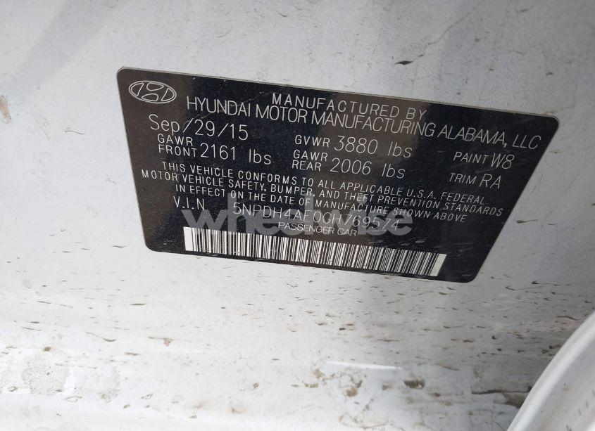 Photo 9 of 2016 Hyundai Elantra SE (VIN 5NPDH4AE0GH769574)