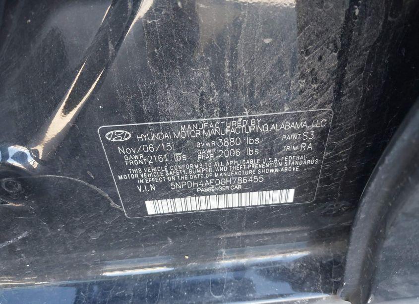 Photo 9 of 2016 Hyundai Elantra SE (VIN 5NPDH4AE0GH786455)