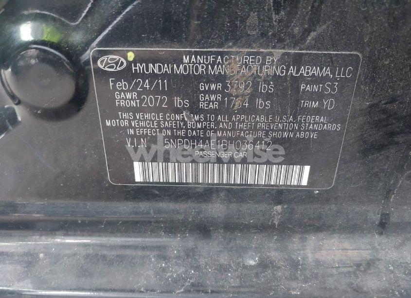 Photo 9 of 2011 Hyundai Elantra GLS (VIN 5NPDH4AE1BH036412)