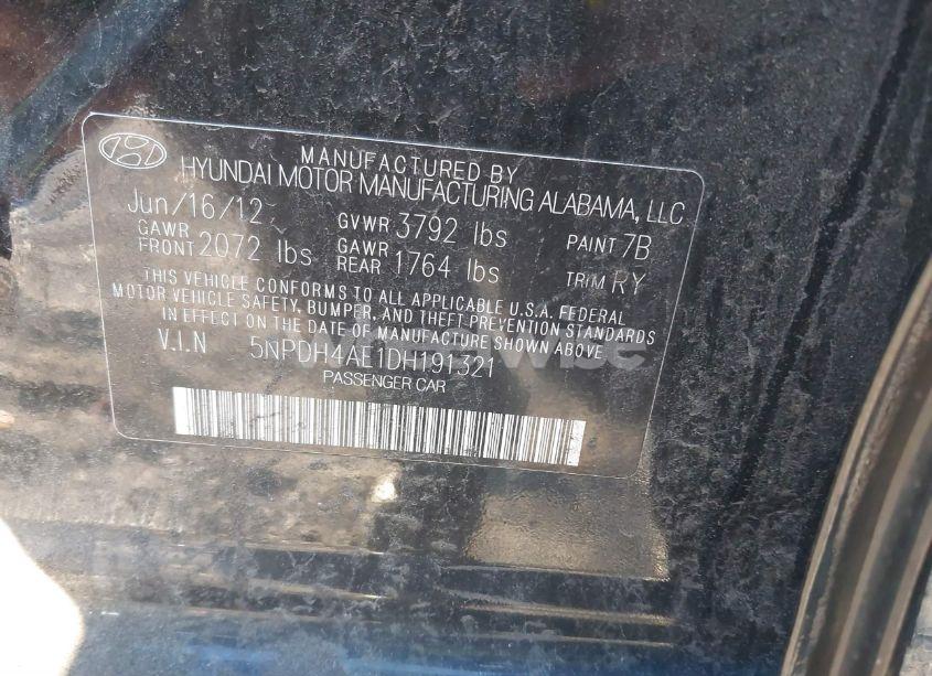 Photo 9 of 2013 Hyundai Elantra LIMITED (VIN 5NPDH4AE1DH191321)