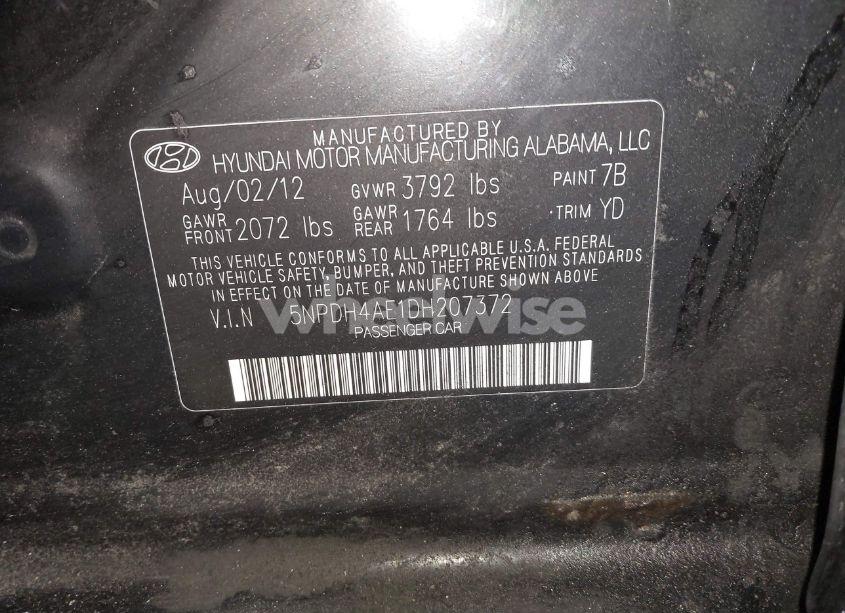 Photo 9 of 2013 Hyundai Elantra GLS (VIN 5NPDH4AE1DH207372)