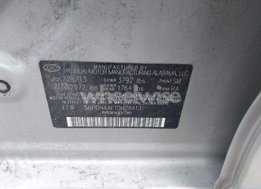 Photo 9 of 2013 Hyundai Elantra GLS (VIN 5NPDH4AE1DH284131)