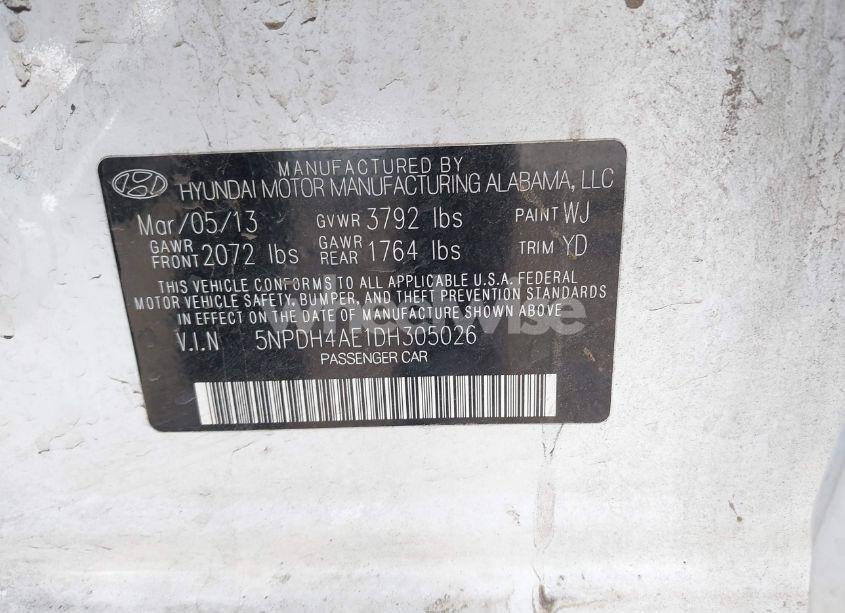 Photo 9 of 2013 Hyundai Elantra GLS (VIN 5NPDH4AE1DH305026)