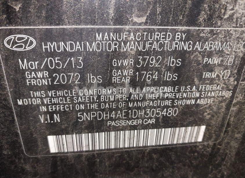 Photo 9 of 2013 Hyundai Elantra GLS (VIN 5NPDH4AE1DH305480)