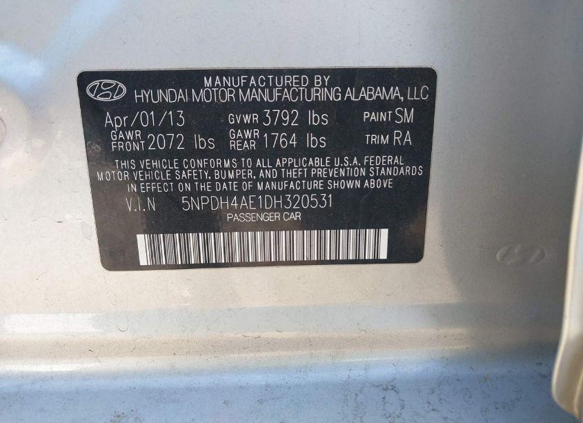 Photo 9 of 2013 Hyundai Elantra GLS (VIN 5NPDH4AE1DH320531)