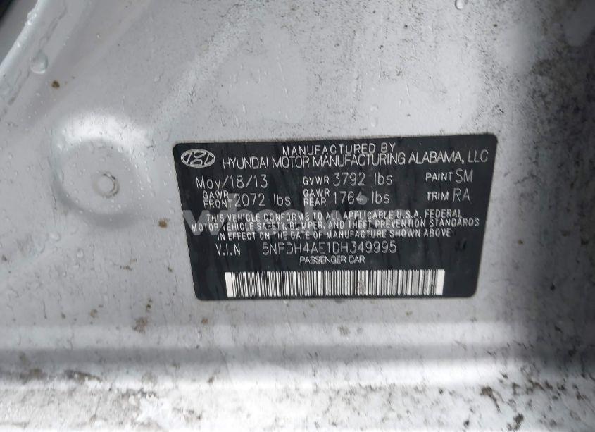 Photo 9 of 2013 Hyundai Elantra GLS (VIN 5NPDH4AE1DH349995)