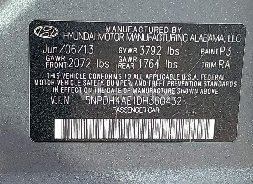 Photo 9 of 2013 Hyundai Elantra GLS (VIN 5NPDH4AE1DH360432)