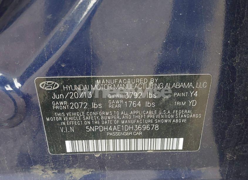 Photo 9 of 2013 Hyundai Elantra GLS (VIN 5NPDH4AE1DH369678)