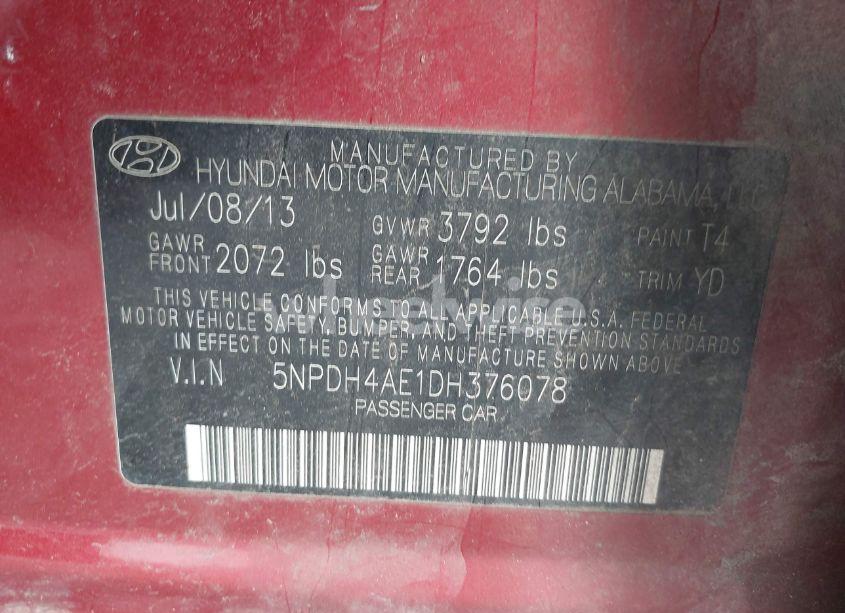 Photo 9 of 2013 Hyundai Elantra GLS (VIN 5NPDH4AE1DH376078)