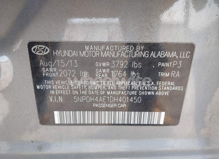 Photo 9 of 2013 Hyundai Elantra GLS (VIN 5NPDH4AE1DH401450)