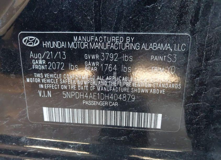 Photo 9 of 2013 Hyundai Elantra LIMITED (VIN 5NPDH4AE1DH404879)