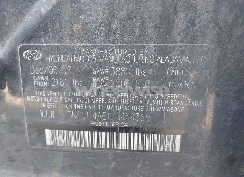 Photo 9 of 2014 Hyundai Elantra SE (VIN 5NPDH4AE1EH459365)