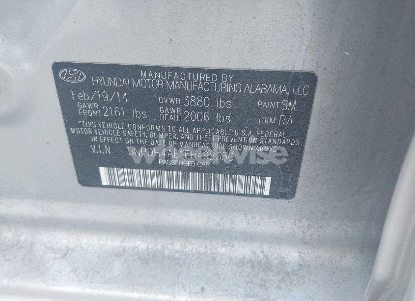 Photo 8 of 2014 Hyundai Elantra LIMITED (VIN 5NPDH4AE1EH492530)