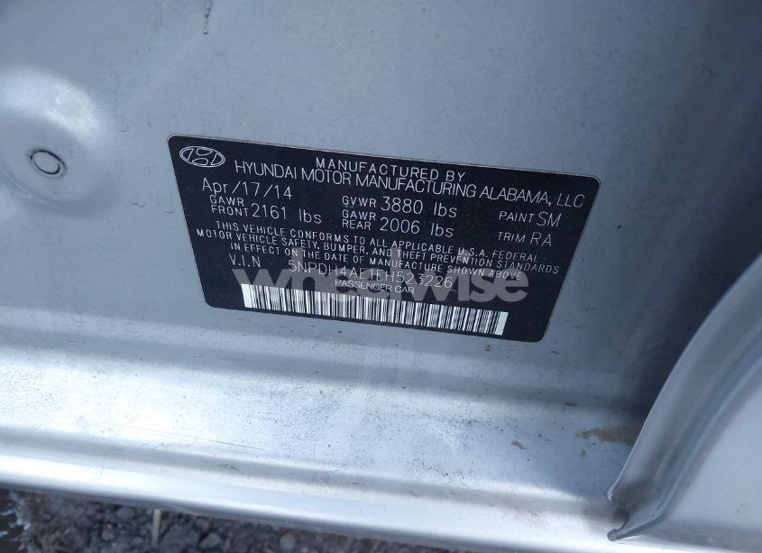 Photo 9 of 2014 Hyundai Elantra SE (VIN 5NPDH4AE1EH523226)