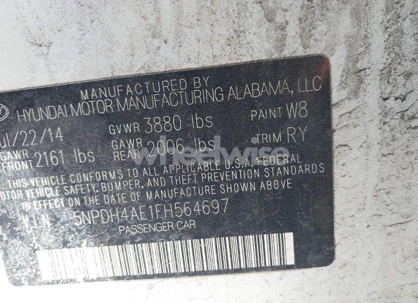 Photo 9 of 2015 Hyundai Elantra SE (VIN 5NPDH4AE1FH564697)