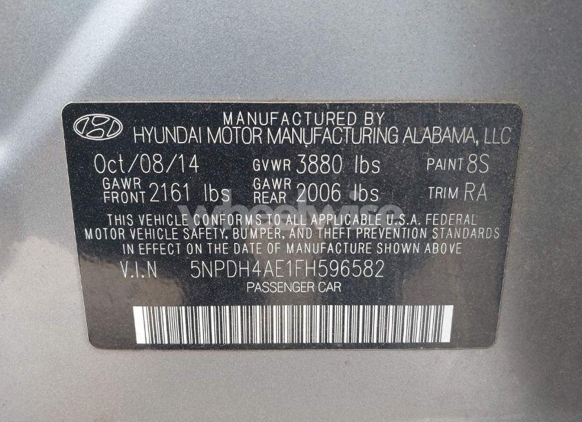 Photo 9 of 2015 Hyundai Elantra SE (VIN 5NPDH4AE1FH596582)
