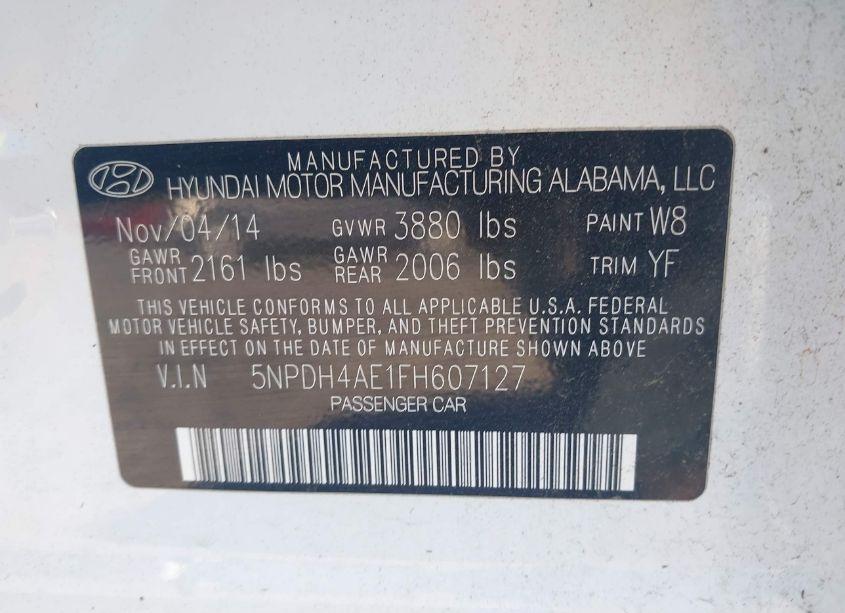 Photo 9 of 2015 Hyundai Elantra SE (VIN 5NPDH4AE1FH607127)