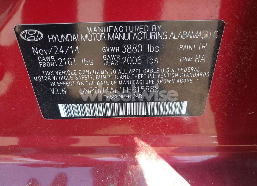Photo 9 of 2015 Hyundai Elantra SE (VIN 5NPDH4AE1FH615888)