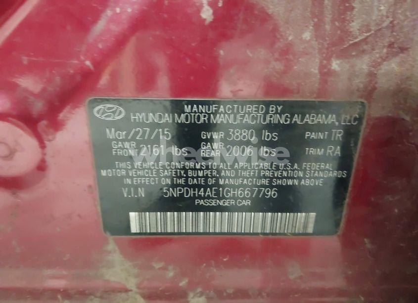 Photo 9 of 2016 Hyundai Elantra SE (VIN 5NPDH4AE1GH667796)