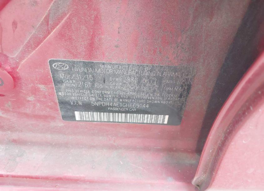 Photo 9 of 2016 Hyundai Elantra SE (VIN 5NPDH4AE1GH669144)