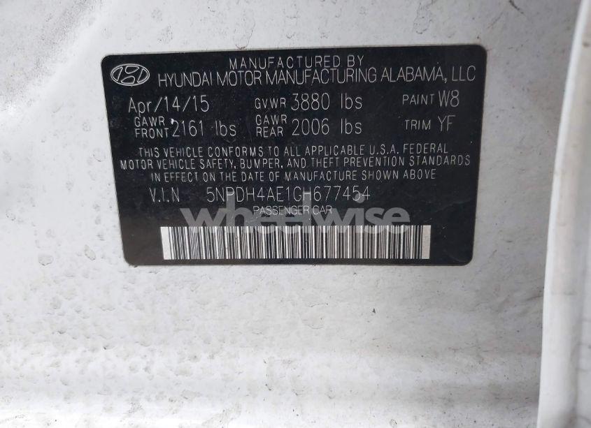 Photo 9 of 2016 Hyundai Elantra VALUE EDITION (VIN 5NPDH4AE1GH677454)