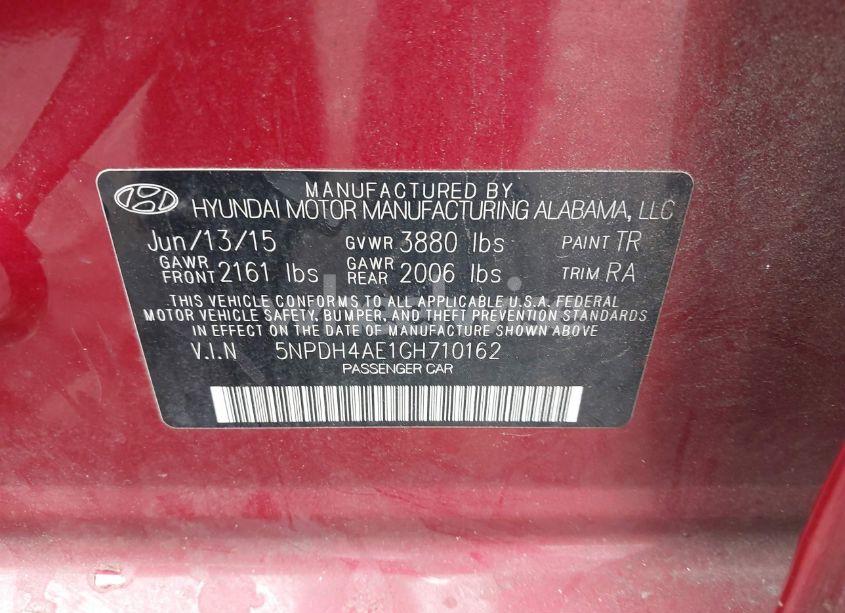 Photo 9 of 2016 Hyundai Elantra SE (VIN 5NPDH4AE1GH710162)