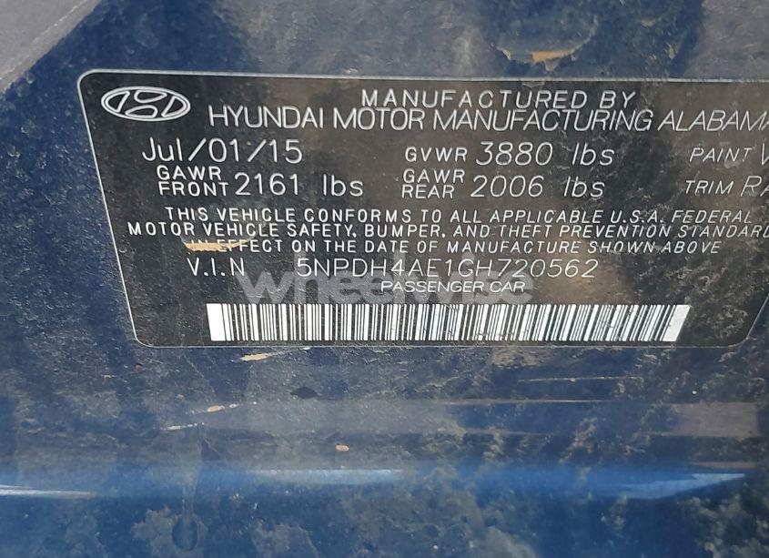 Photo 9 of 2016 Hyundai Elantra SE (VIN 5NPDH4AE1GH720562)
