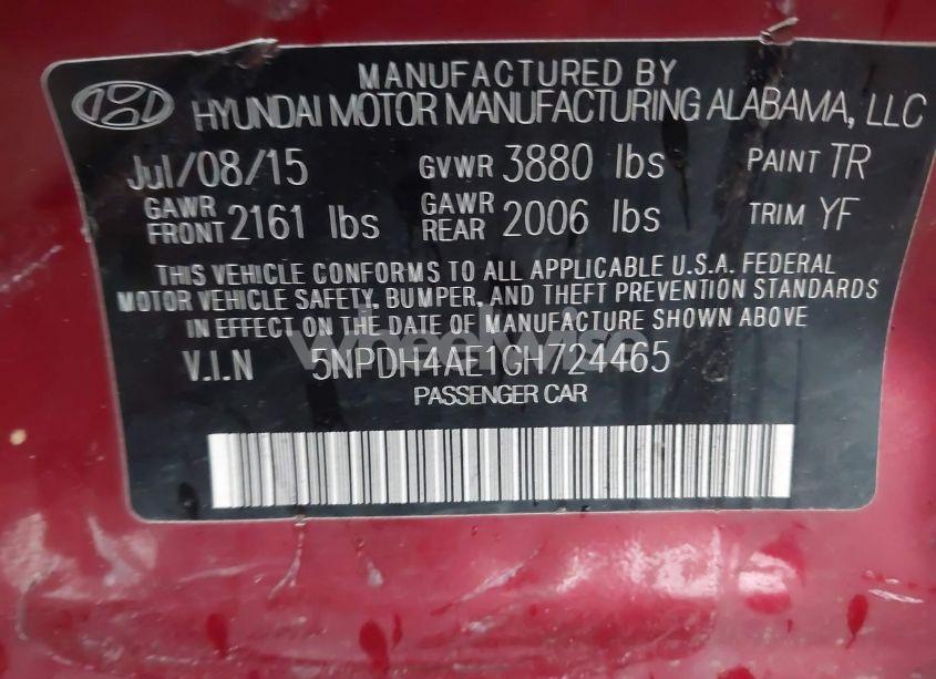 Photo 9 of 2016 Hyundai Elantra SE (VIN 5NPDH4AE1GH724465)